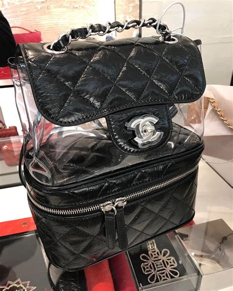 chanel transparent vanity backpack|pre owned chanel bag.